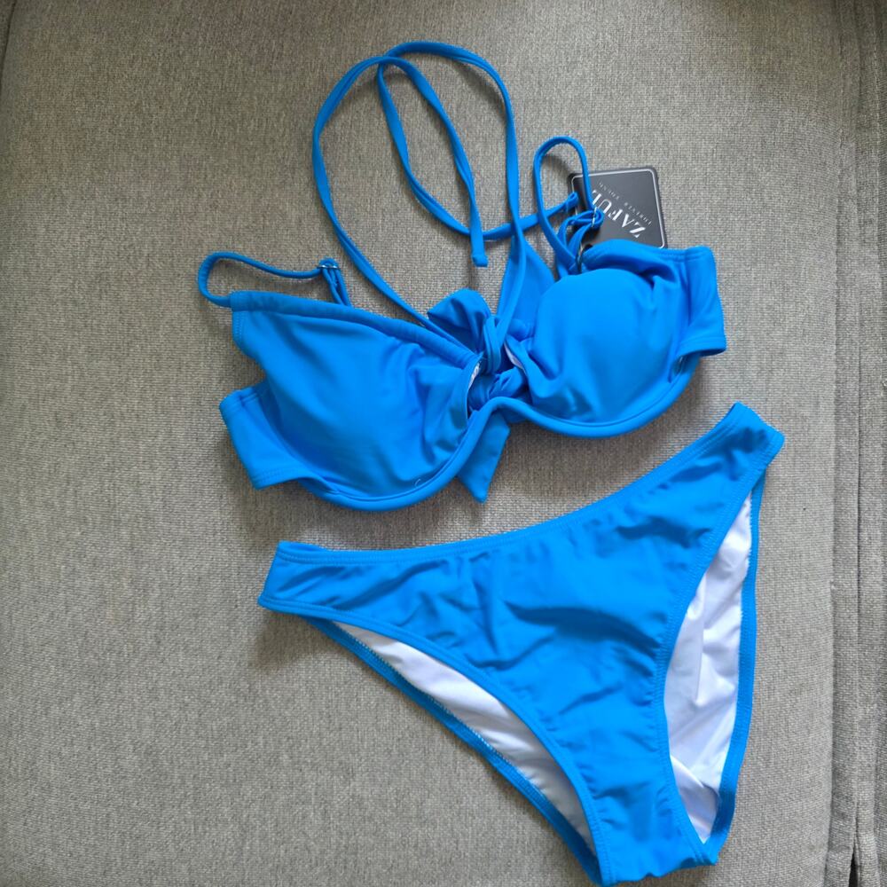 NWT cobalt blue Zaful underwire bikini sz S